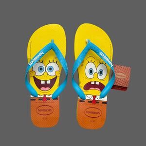 Havaianas SpongeBob Flip Flops M9/10 W11/12 NWT Yellow